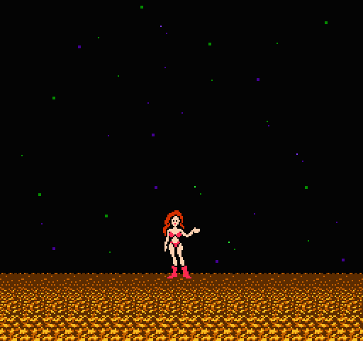 Screenshot of Metroid 1, showcasing the game's ending